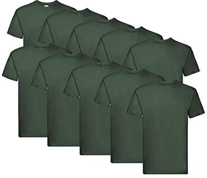 Fruit of the Loom Camiseta de manga corta para hombre (10 unidades), verde botella, M
