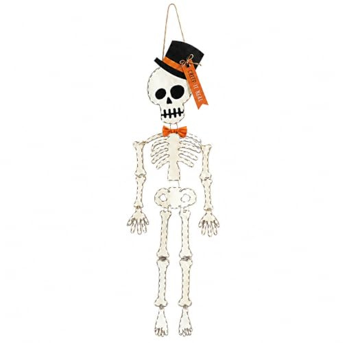 Mud Pie Skelett Halloween Türhänger 165,1 cm Creep It Real | Großer Halloween-Skelett-Türhänger für gruselige Haustür und Eingangsdekoration