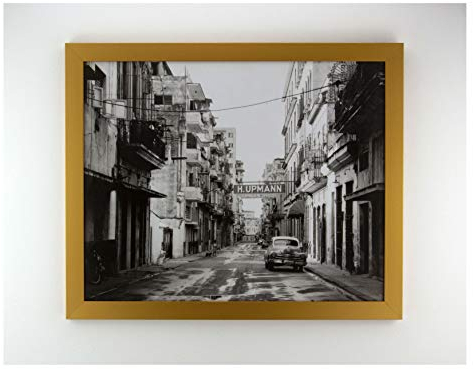 Bilderrahmen Orion Gold Schlicht 40 x 50 cm kantig modern stabil eckig hochwertig preiswert mit klarem Kunstglas