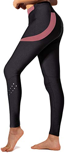 Santic Fahrradhose Lang Damen Gepolsterte Winter Thermo Leggings Radlerhose Radhose Radsport Lange Hosen Tights Elastische Schnell Trocknend Rot XXL