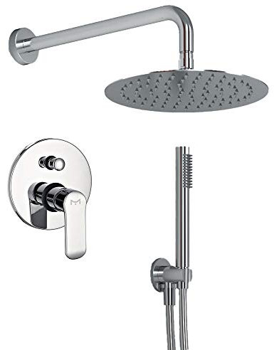 OGOMONDO Kit Doccia Tondo 4 Completo di Soffione Doccetta e Miscelatore con Deviatore Slim