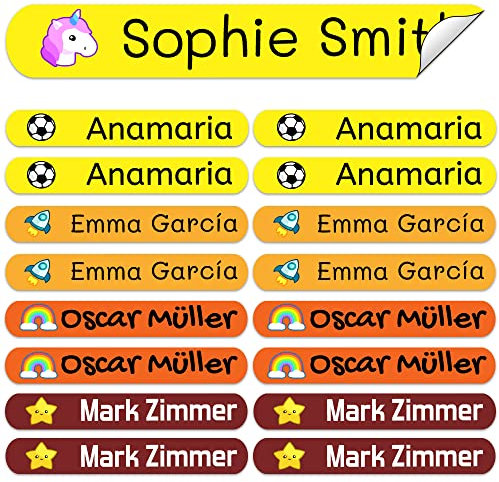 50 Etiketten um Gegenstände zu markieren, 6 x 1 cm. Aufkleber für Bücher und Schulmaterial für Kindergärten und Schulen beschriften (Sports)