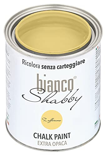 bianco Shabby® Zafferano (Safran) - (1 Liter) Chalk Paint Kreidefarbe auf Wasserbasis für alle Oberflächen – geruchsneutral, einfach zu verarbeiten, extra matt