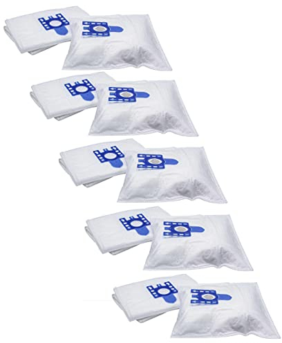 vhbw 50x Sacs compatible avec Miele C3 Complete, C3 Cat Dog aspirateur - microfibres non tissées, Typ G/H/N, 30cm x 22cm, blanc/bleu