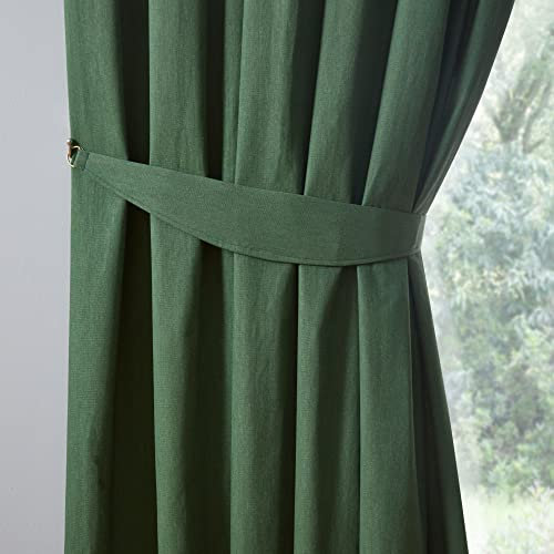 Fusion - Dijon - Pair Of Curtain Tiebacks in Bottle Green,26 x 4