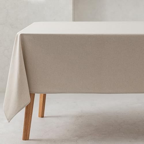 GAMUSI Bio-Baumwoll-Tischdecke, einfarbig, wasserabweisend, schmutzabweisend, rechteckig, hellgrau, 140 x 300 cm