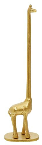 Premier Housewares Gold Toilet Roll Holder For Bathroom/Giraffe Figurine Toilet Paper Holder/Stylish Free Standing Toilet Roll Holder 12 x 8 x 45