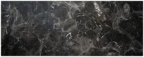 Wallario Glasbild Schwarze Marmor-Optik - 50 x 125 cm Wandbilder Glas in Premium-Qualität: Brillante Farben, freischwebende Optik