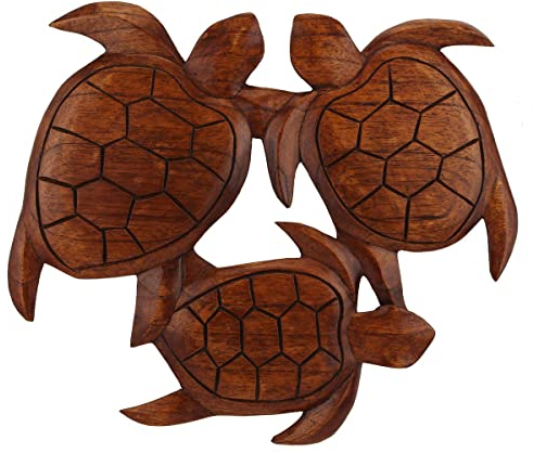 Wasserschildkröten Holz Wandrelief