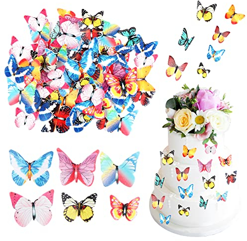 320 Stück Essbare Schmetterlings Kuchen-Deckel,Oblatenpapier-Schmetterlings,Essbare Blumen Cupcake Topper,Tortendeko geburtstagstorte dekorationGeburtstag