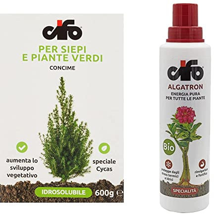 Cifo Concime idrosolubile per siepi e piante verdi 600 g & Algatron specialità nutrizionale 500 ml