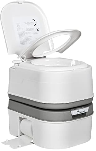 YITAHOME Portable Toilet Camping Porta Potty, 4.39 Gallon Leak-Proof Indoor Outdoor Toilet with Level Indicator, Handle Pump, for RV Travel, Boat and Trips