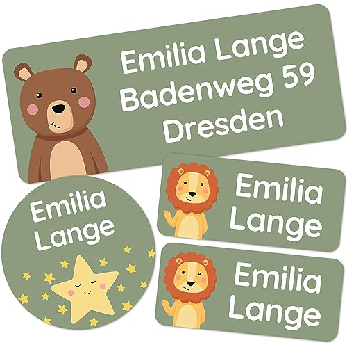 melu kids® Namensaufkleber Kinder Set für Kleidung & Gegenstände (50 Stück) Namensetiketten für Kindergarten/Schule, Selbstklebend und waschmaschinenfest - grün