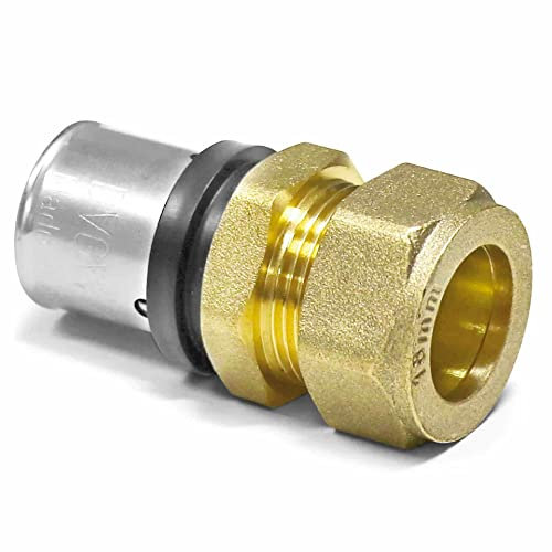 Press-Übergang von Alu-Verbundrohr auf CU-Rohr-Klemmringverschraubung (26 x 3 mm auf 28 mm)