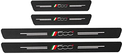 EAGLEG 4Pcs Car Door Sill Guard Protector Scuff Kick Plate for Fi-at 500 500C 500X 500L Panda Bravo Punto Tipo Stilo, Carbon Fiber Step Pedal Stickers with Logo Insignia Auto Accessories, 500L