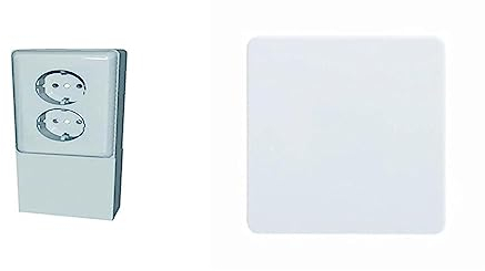Elso 515000 Steckdose im Geräteträger mit Schachtaus 2-fach 16A & Elso 213604 Wippe Universal-,-Kreuzschalter/Taster FASHION/RIVA/SCALA reinweiß, Made in Germany