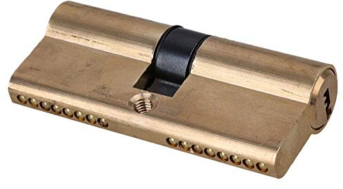 Zylinderschloss, Profilzylinder, 5-Stift-Schloss, Messing, satiniert, 70 mm