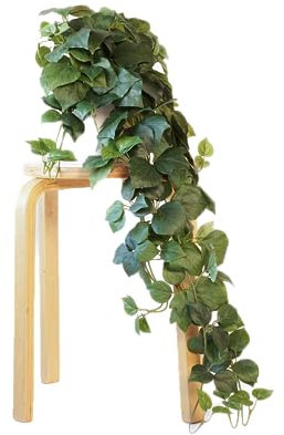 Retrograde 32 Realistic Fake Pothos Ivy Plant Silk Artificial Plant for Aesthetic Home Decor Indoor (Dark Green)