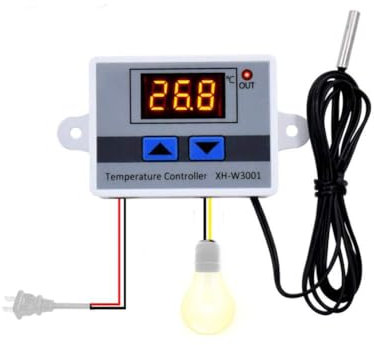 zalati Digital LED Temperature Controller Module XH-W3001 Electronic Thermostat Switch with Waterproof Probe Programmable Heating Cooling, 12V 120W