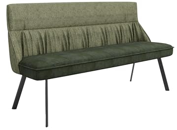 byLIVING Sitzbank California/Polsterbank Rücken Webstoff grün/Sitz Vintage-Velvet grün mit Keder u. Nosagfederung/Gestell Metall schwarz/Bank mit Rückenlehne/B 180, H 88, T 63 cm