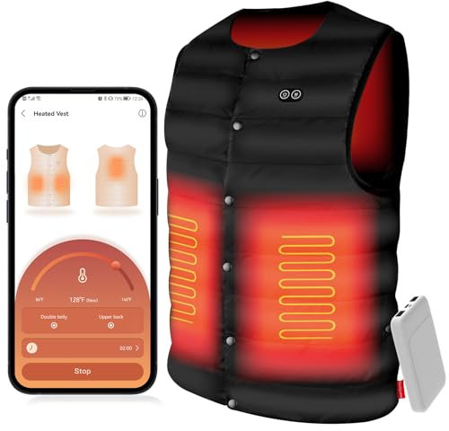 Comfytemp Chaleco calefactor para hombre con paquete de batería, ligero eléctrico inteligente recargable adecuado para deportes al aire libre, diferentes niveles de calor para un calor duradero-M,