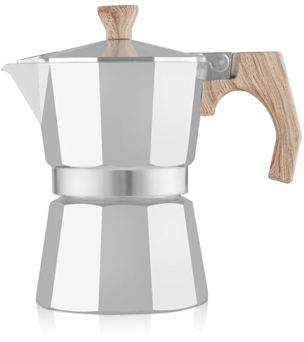 wedrink Stovetop Coffee Makers Moka Pot 3 Cups, Aluminum Coffee Percolator pot Moca Pot 150ml, Espresso Caffettiera Maker Sliver