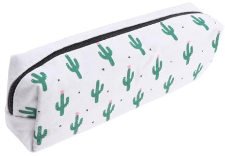 EXCEART Kawaii Stationery Pencil Case Middle School Student Zipper School Supplies Cactus Canvas Pencil Case School+supplies