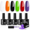 MEFA Gel Nail Polish Set - 6 Colors: Orange, White, Green, Red; UV Gel for Salon & Home DIY