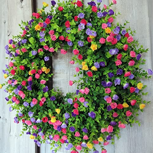 Ristyur Künstlicher Blumenkranz Für Haustür, Bunter Frühlings Sommer Blumenkranz, Künstliche Farbige Türkranz Dekoration, Ganzjährige Blumenkränze Für Bauernhaus Hausgarten Hochzeitsdekoration