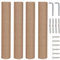 Pinkgarden Paquete de 4 postes rascadores de repuesto para gatos de 15.7 pulgadas, postes rascadores de cuerda de sisal natural con tornillos M8 para piezas de renovación de torre de gatos de