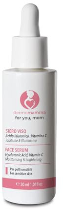DERMOMAMMA SIERO VISO- Con Acido Ialuronico- Vitamina C- Antirughe- Antimacchia- Illuminante- Indicato in Gravidanza e Allattamento 30 ml