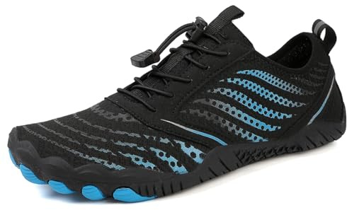 AONEGOLD Water Shoes Mens Women Barefoot Aqua Swim Yoga Lightweight Breathable Snorkeling Surfing Beach Fitness Shoes (Blue, Size 4)