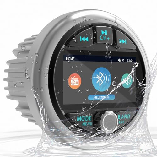 Bluetooth Marine Gauge Stereo System: impermeabile barca AM FM Radio Receiver - 3 pollici LCD Display digitale multimediale MP5 Player USB AUX Subwoofer 200 Watt di uscita