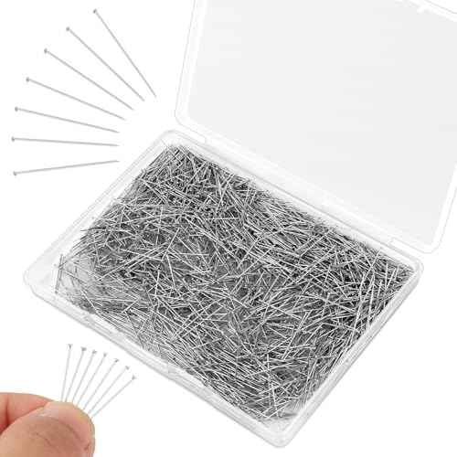 2000 stück Stecknadeln Ohne Kopf, 26 X 0,6mm Edelstahl Pinnadeln in Box, Feine Pinnnadeln Gerade Pins Robuste Langlebige Stecknadeln Lang, Stecknadeln Nähen für Schmuck Herstellung Nähen Handwerk