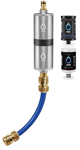 Alb Filter® FUSION Active+Nano Trinkwasserfilter gegen Schadstoffe & Keime | Mobil Gardena Anschluss-Set | Made in Germany - Silber