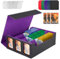 Boîte Rangement pour cartes Magic the Gathering, Boîte à Cartes pour 1800+ Cartes à Collectionner avec 10 Séparateurs, 3 Porte-cartes, 3 Fenêtre de Visualisation, pour MTG TCG Commander PTCG (Violet