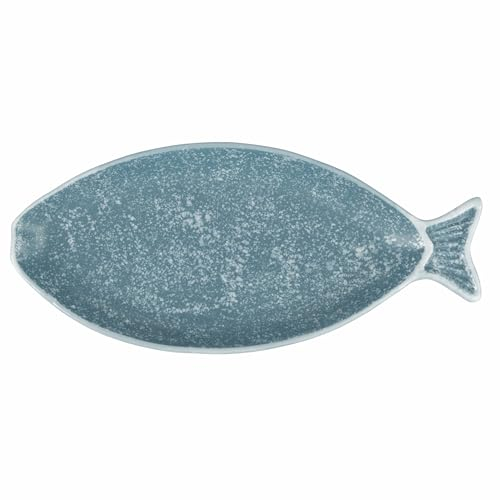 Villa d'Este Home Tivoli Piatto ovale da portata in ceramica 24x10,5 cm, stile coastal, turchese, Paros