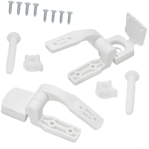 Cerniera di ricambio in plastica bianca per la maggior parte dei WC per sedili, set completo, cerniere per sedile WC, kit di pezzi di ricambio