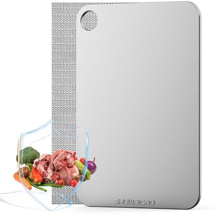 SHUWEICAO- Titanium Cutting Board For Kitchen, 100% Pure Titanium Chopping Board for Kitchen,Hygiene & Durability Double Sided Cutting Board,Easy to Clean Large Size (14.17 * 9.84in)