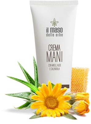 Il Maso delle Erbe - Crema Mani Idratante Miele, Aloe Vera e Calendula - Made in Italy - Crema Mani Secche e Stressate - Emolliente e Protettiva - 100 ml