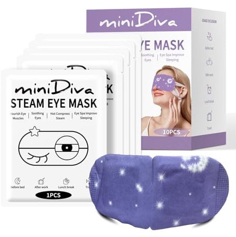 Minidiva Steam Eye Mask for Dry Eyes, 30Pcs Self Heating Spa Warm Eye Mask Relax Sleep Mask, Disposable Heated Eye Mask for Dark Circles Eye Fatigue, Relieve Stress Eye Fatigue (Lavender)