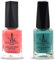 (2Pcs Set) Henna Infused Nail Polish Permeable Nail Polish Halal Vegan Long lasting No UV Needed (Aqua, Coral Reef)