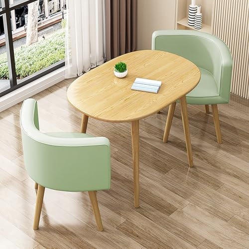 Kleine ovale Essgruppe für 2 Personen mit kompaktem Esstisch und Stühlen, Küchen- und Esszimmermöbel-Set für Paare, grünes Esszimmer-Set