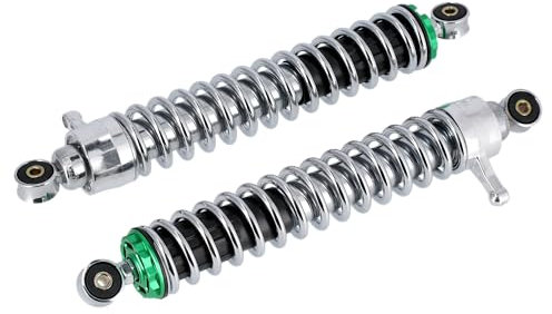 Set: Federbeine 380mm Racing Optik Grün, Chromfeder, verstellbar - für Simson S50, S51, S70, S53, S83 Enduro