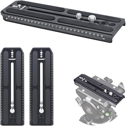 INNOREL 2 Pieces QV160 Sliding Quick Release Plate Compatible with Manfrotto 501PL Series Video Fluid Head,Camera Mounting Plate with 1/4 and 3/8 Screws, 50mm Width