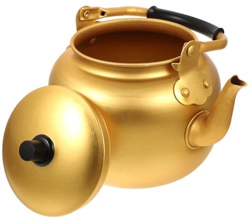 Homoyoyo 2l Thickened Yellow Aluminium Tea Kettle for Stovetop, Vintage Hot Water Pot Suitable for Kitchen and Restaurant Serving