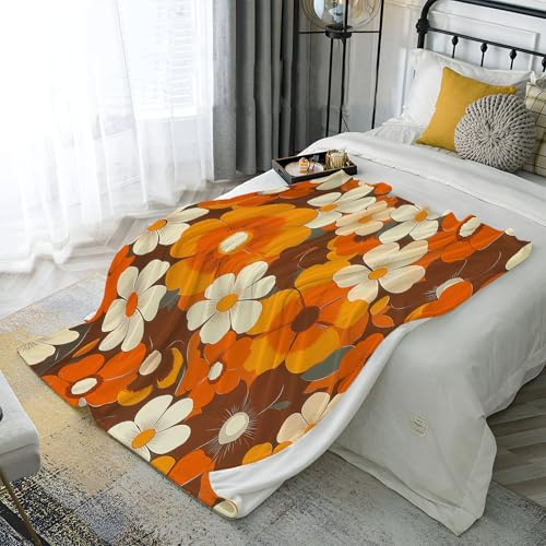 Kuscheldecke 130X150Cm Retro Pflanzen Flanelldecke Weiche Warme Decke Als Wohndecke Schlafdecke Tagesdecke Oder Sofadecke Mit 70Er Poster, Kühldecke Zum Schlafen
