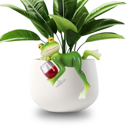 BigTree Miniature Frog Figurines Plant Decorations for Pots Frog Statue Planter Hugger Resin Garden Outdoor Fairy Garden Statue Hanging Figurines Yard Patio Decor Desk Ornament Women Gift