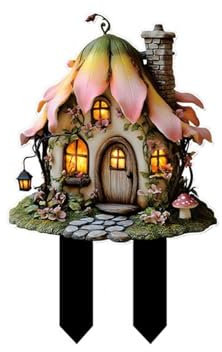 skyrabbiter Garten-Dekostecker Waldgeist, 30 x 19 cm, 2D-Acryl, Märchengarten-Figur für Innen und Außen, Lustige Gartenfigure Baumstecker Gartenschilder Blumenstecker Frühlingsdeko für Hof Rasen (I)
