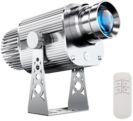 RTYUIOTG Projecteur LED GOBO 40 W, étanche IP67, avec gobos personnalisés gratuits pour projeter des images pour un magasin, une entreprise, un mariage, une publicité en extérieur (Argent)
